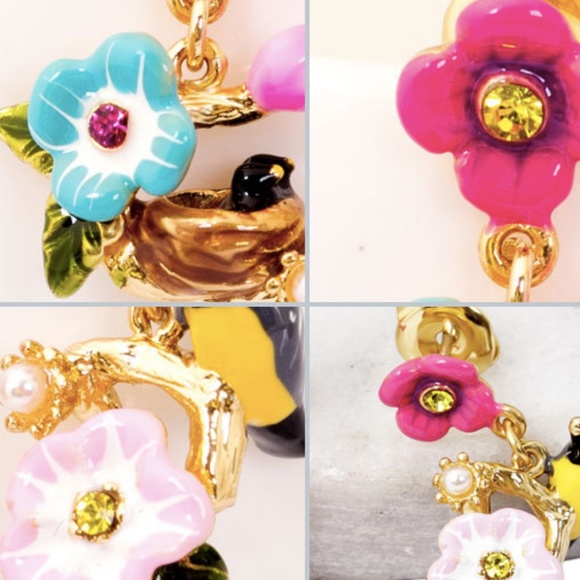 New 14K Gold HAND PAINTED Monet Flower spring Stud - Picture 4 of 7